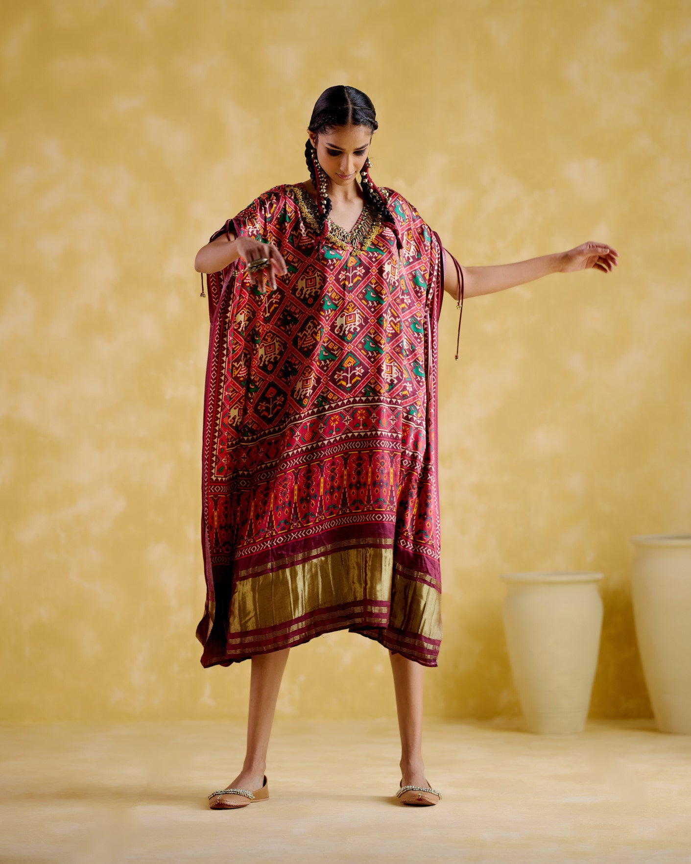 Tychon- Maroon digital printed kaftan - 5elements