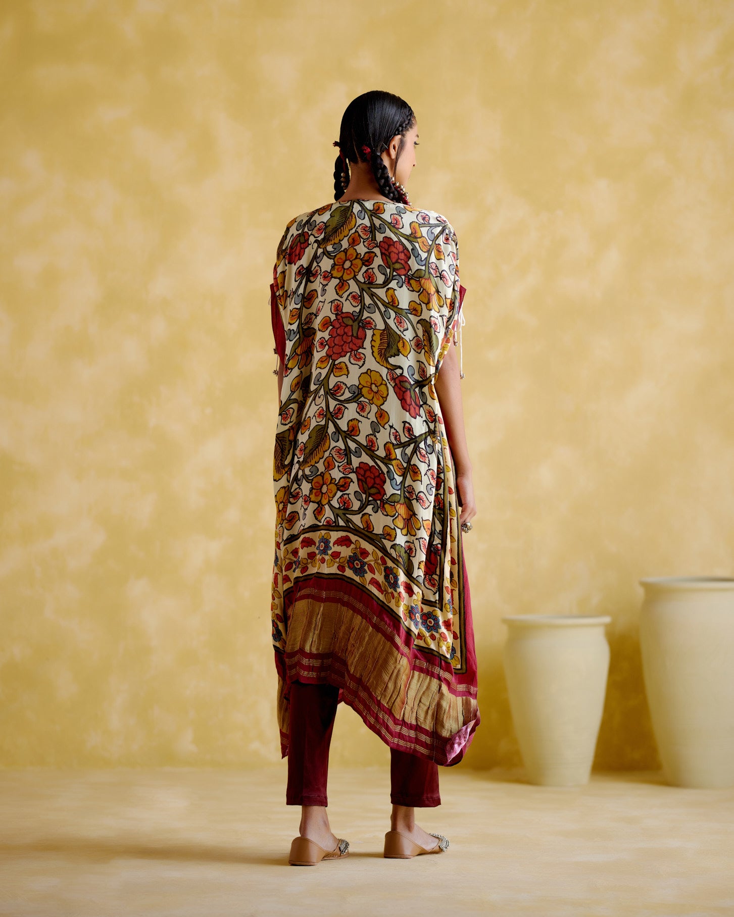 Selene-Maroon digital print kaftan - 5elements