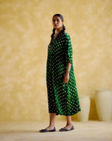 Devadarsana- green handcrafted kaftan - 5elements