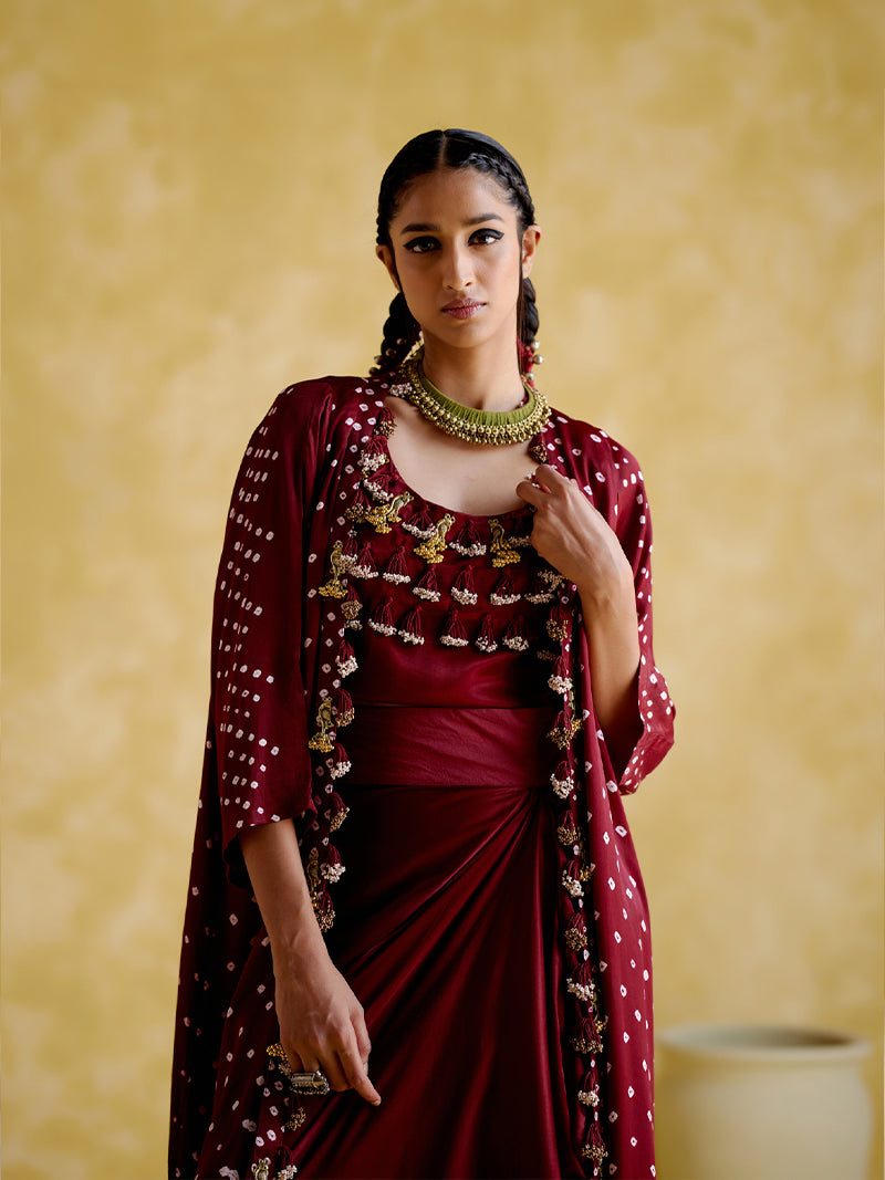 Malini Maroon Bandhini Bandhini