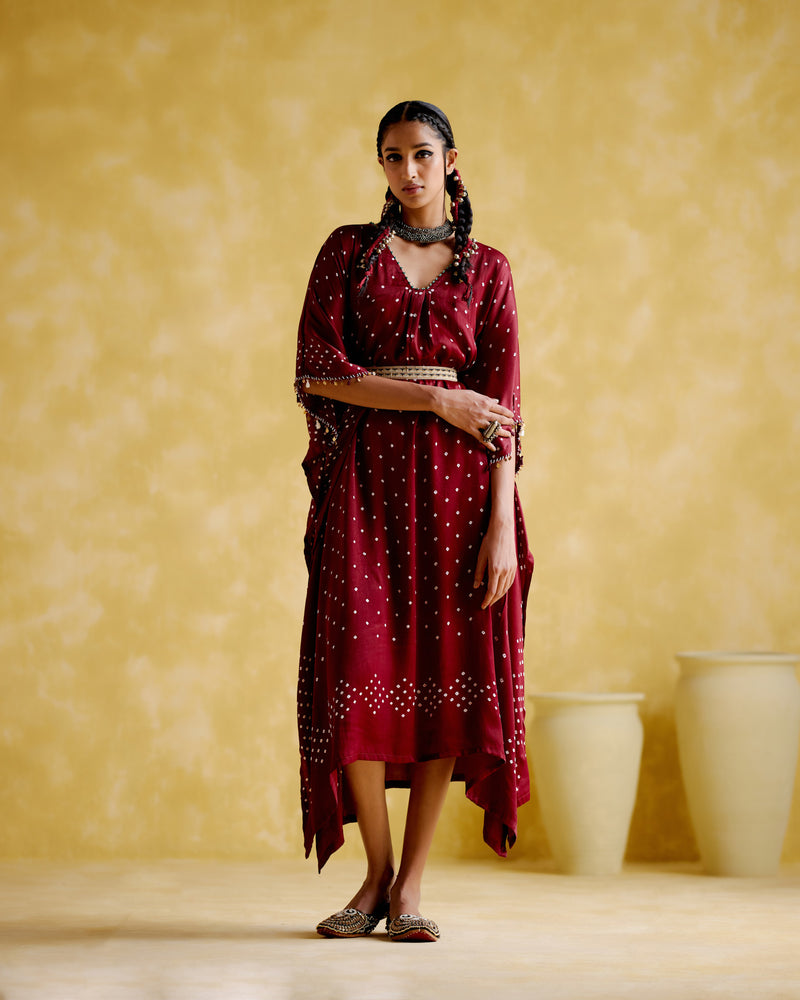 Annika Maroon (Bandhini Kaftan)
