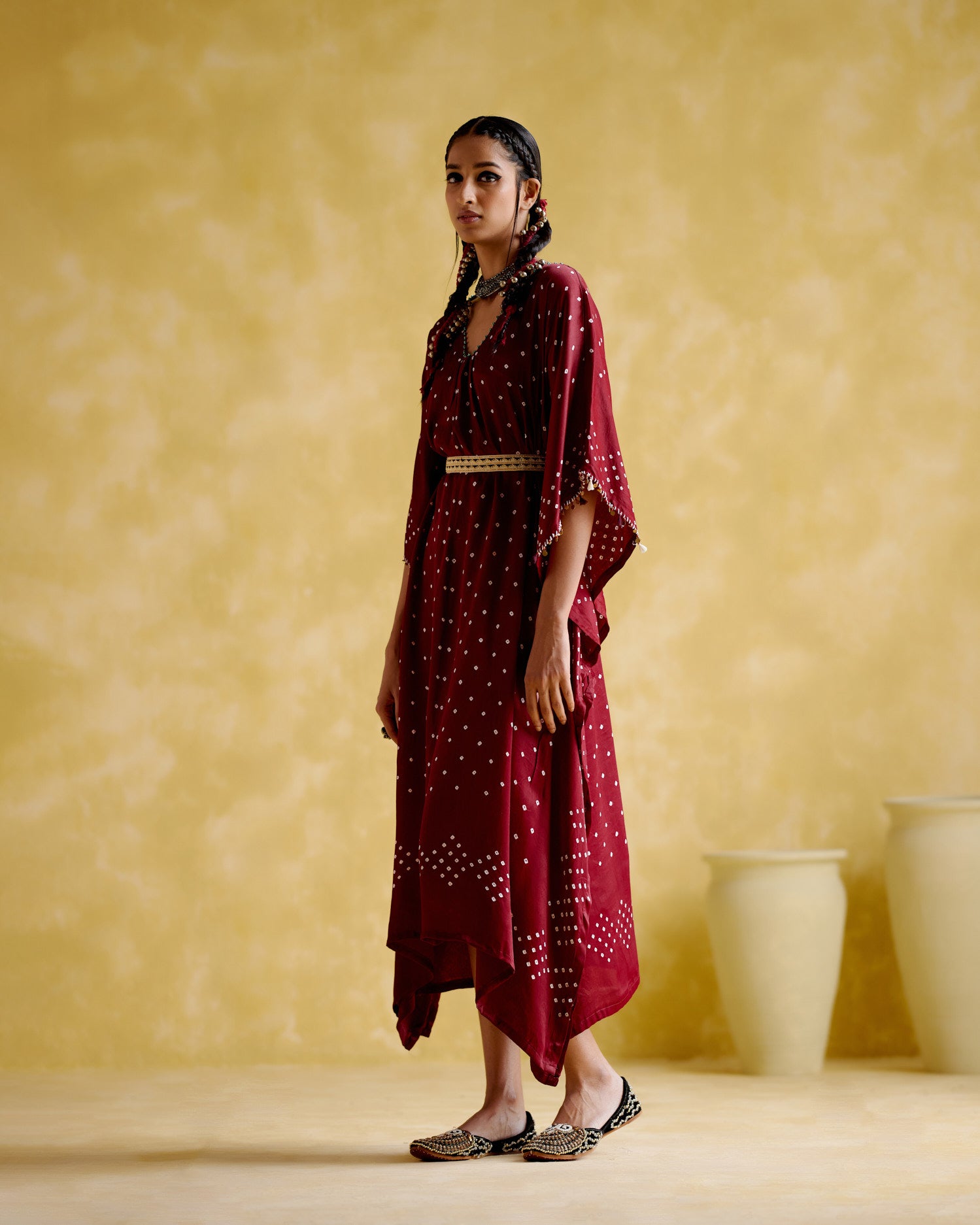 Annika - maroon bandhini - 5elements