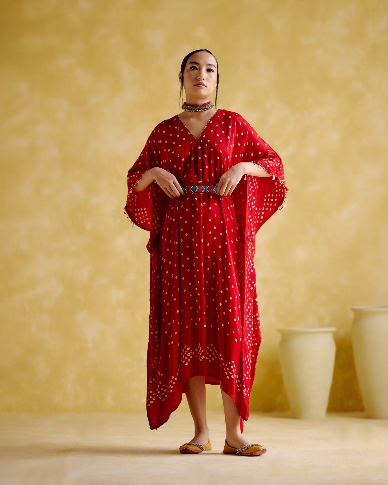 Annika - red bandhini - 5elements