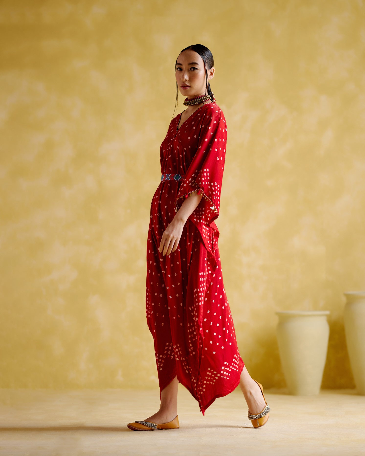 Annika - red bandhini - 5elements