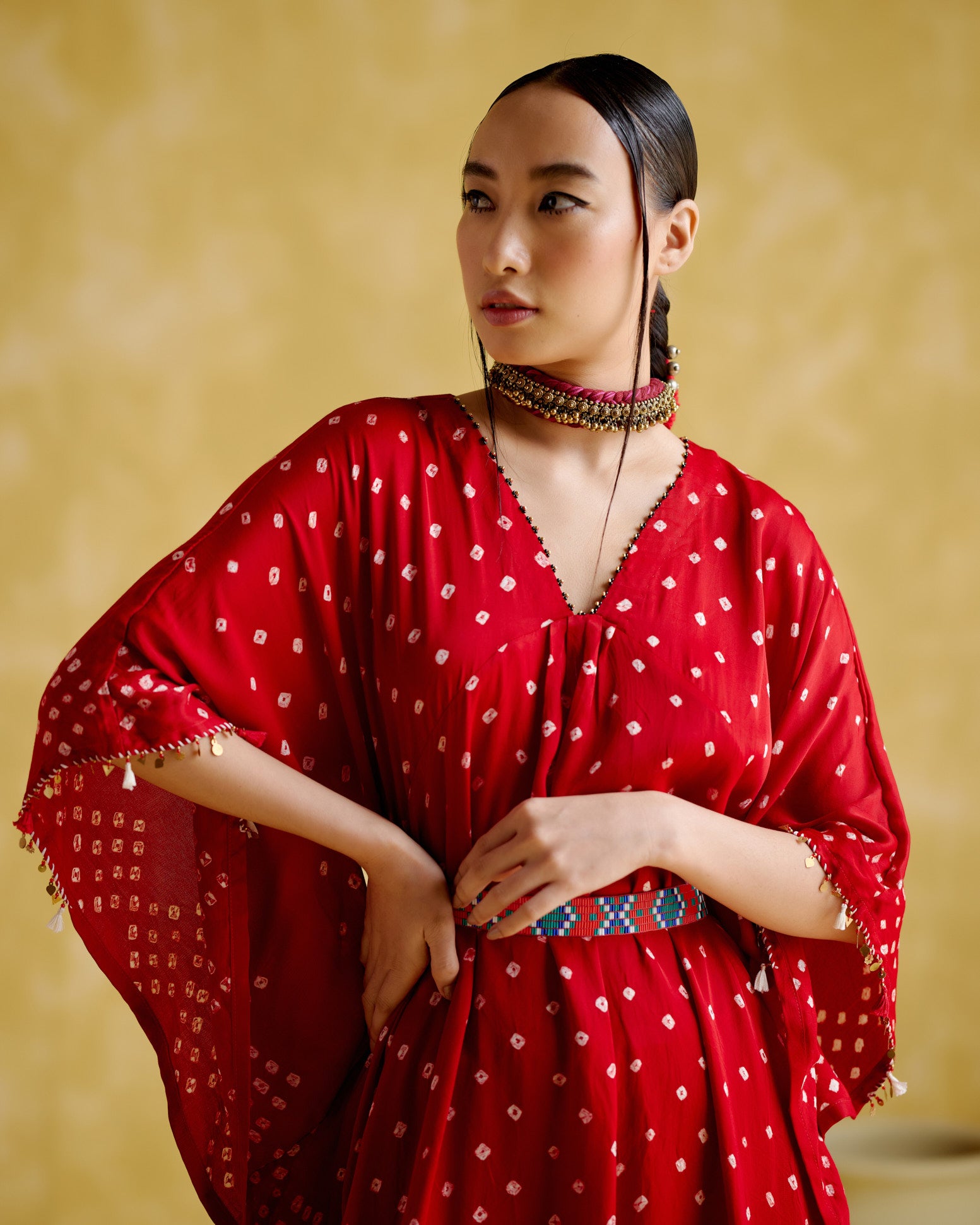 Annika - red bandhini - 5elements