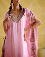 Anuradha -Kalamkari Pink Kaftan - 5elements