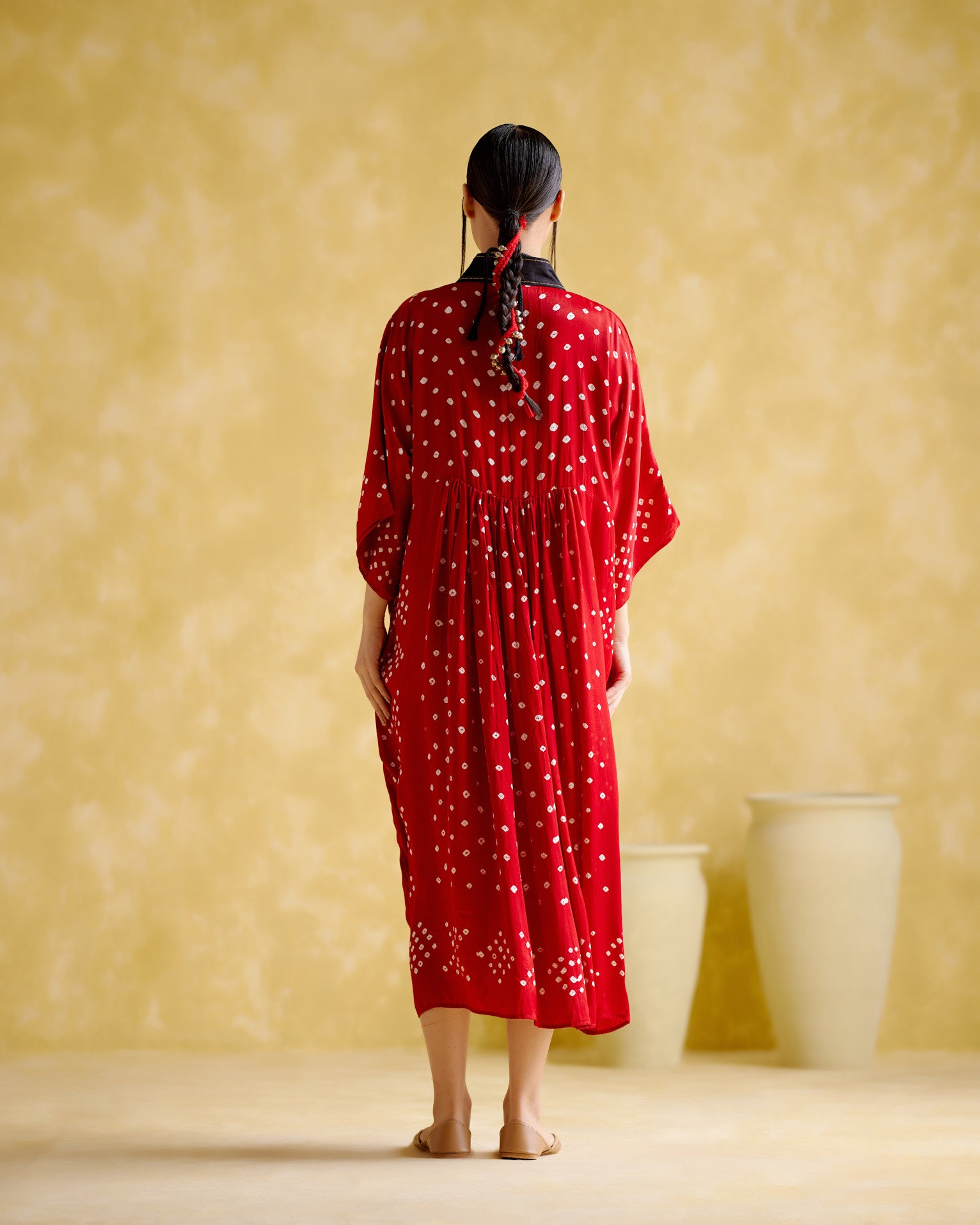 Devadarsana- Red handcrafted kaftan - 5elements