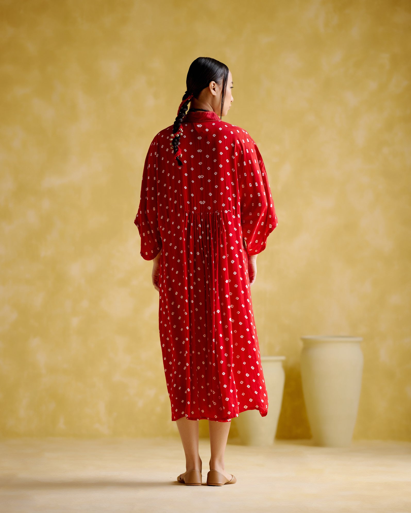 Devadarsana- Red handcrafted kaftan - 5elements