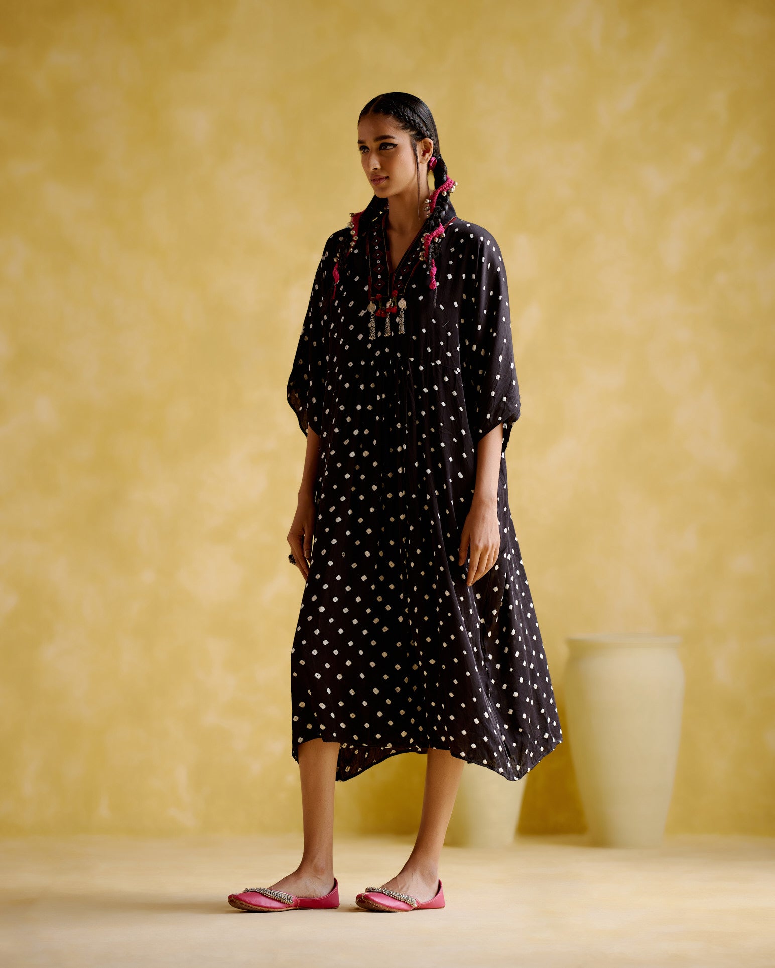 Devadarsana- black handcrafted kaftan - 5elements
