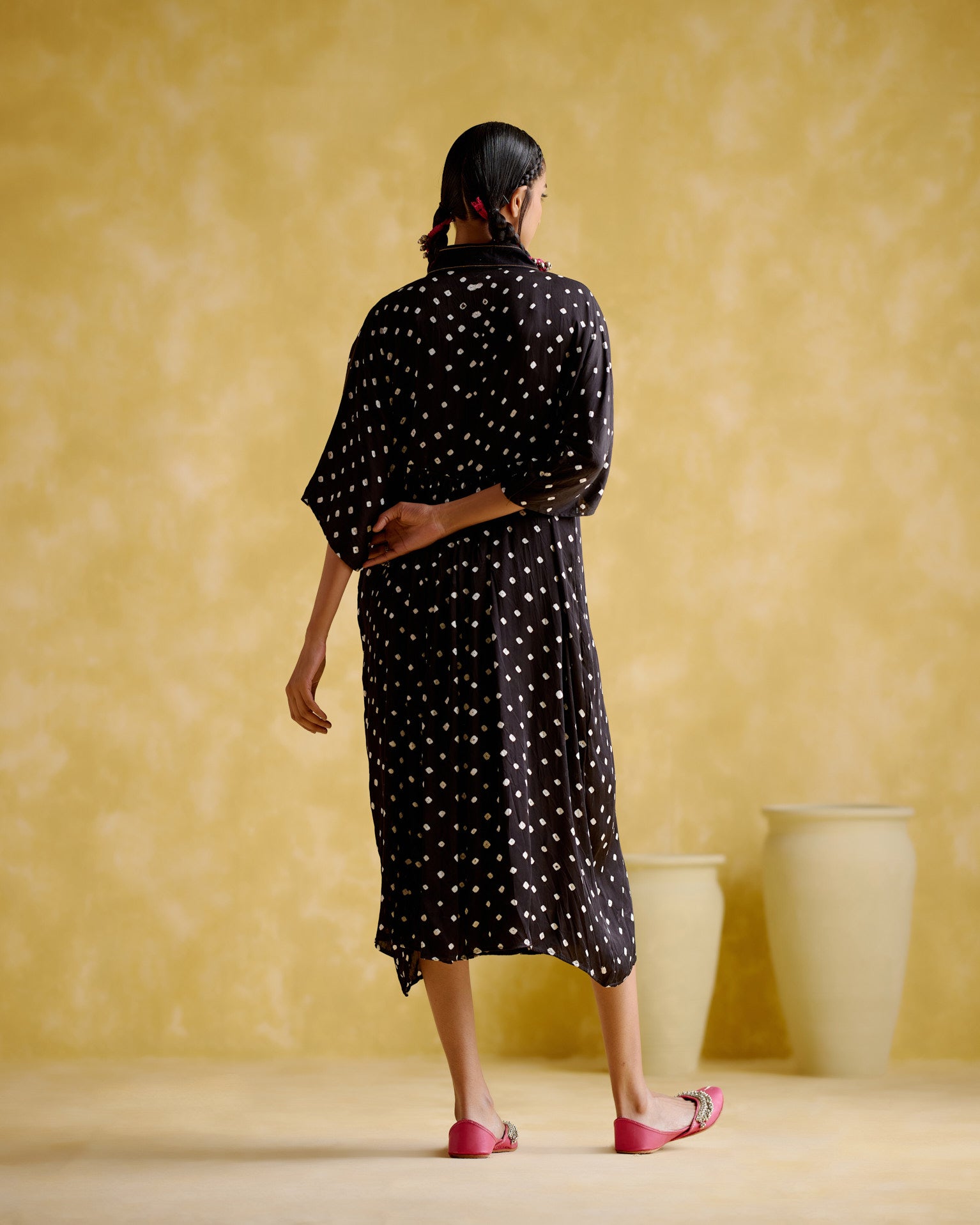 Devadarsana- black handcrafted kaftan - 5elements