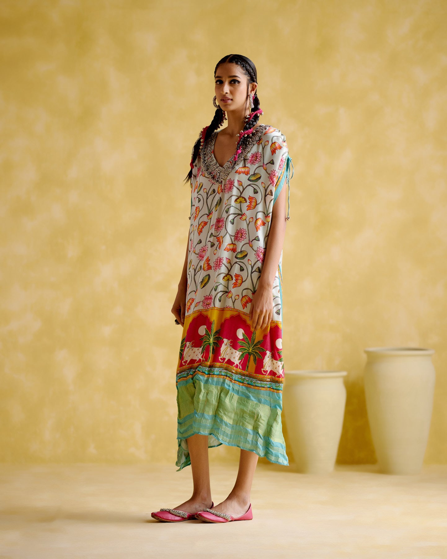 Linus- turquoise printed kaftan - 5elements