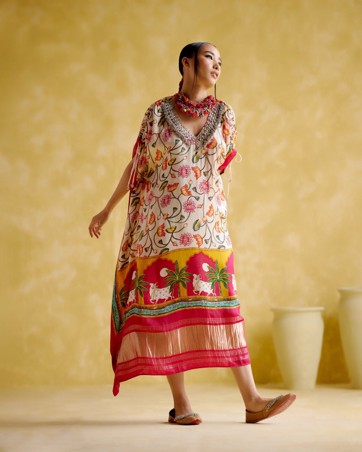 Linus- fushia printed kaftan - 5elements