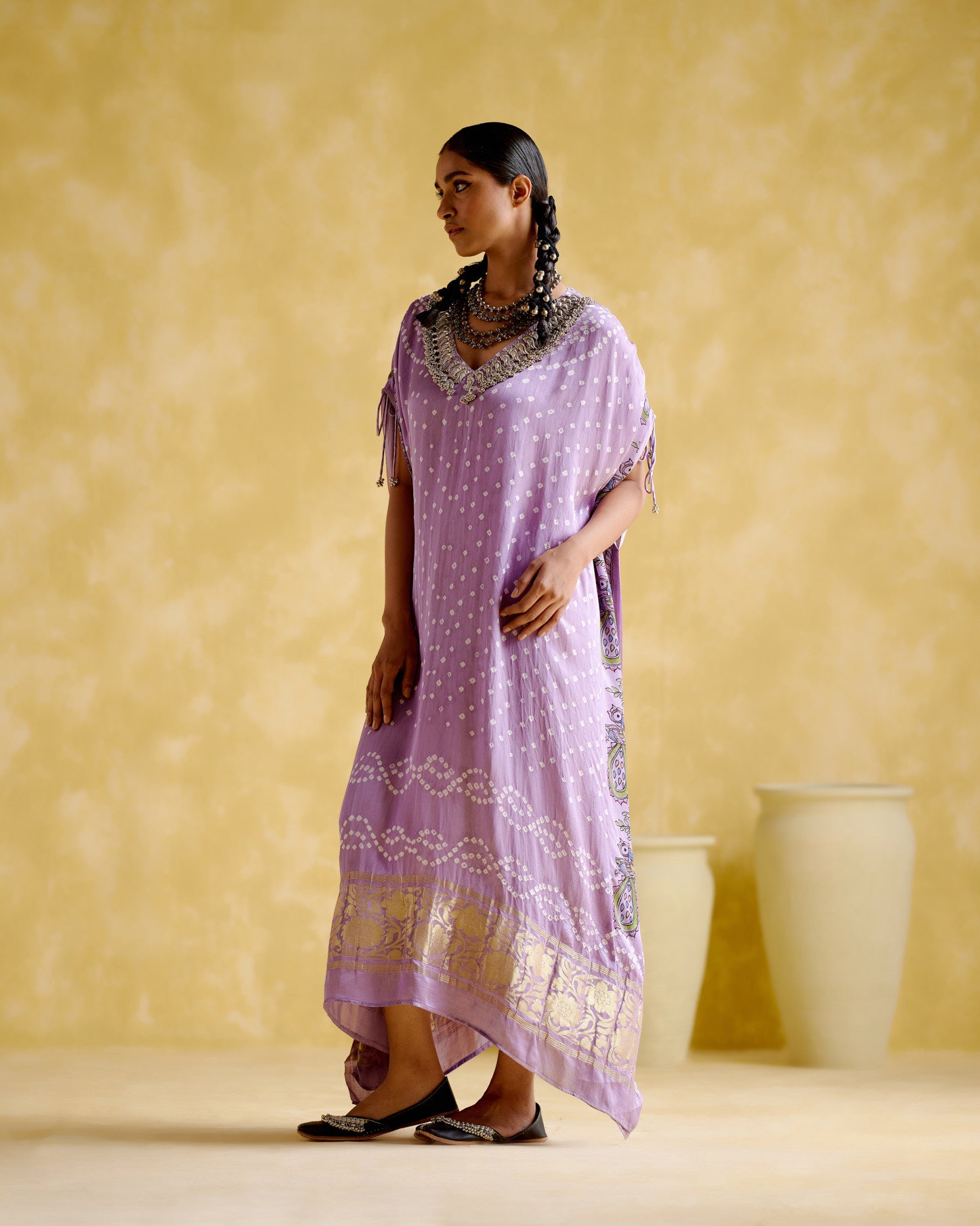 Anuradha -Kalamkari Purple Kaftan - 5elements