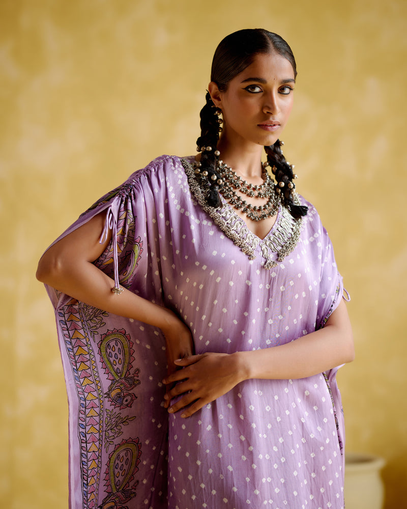 Anuradha -Kalamkari Purple Kaftan - 5elements