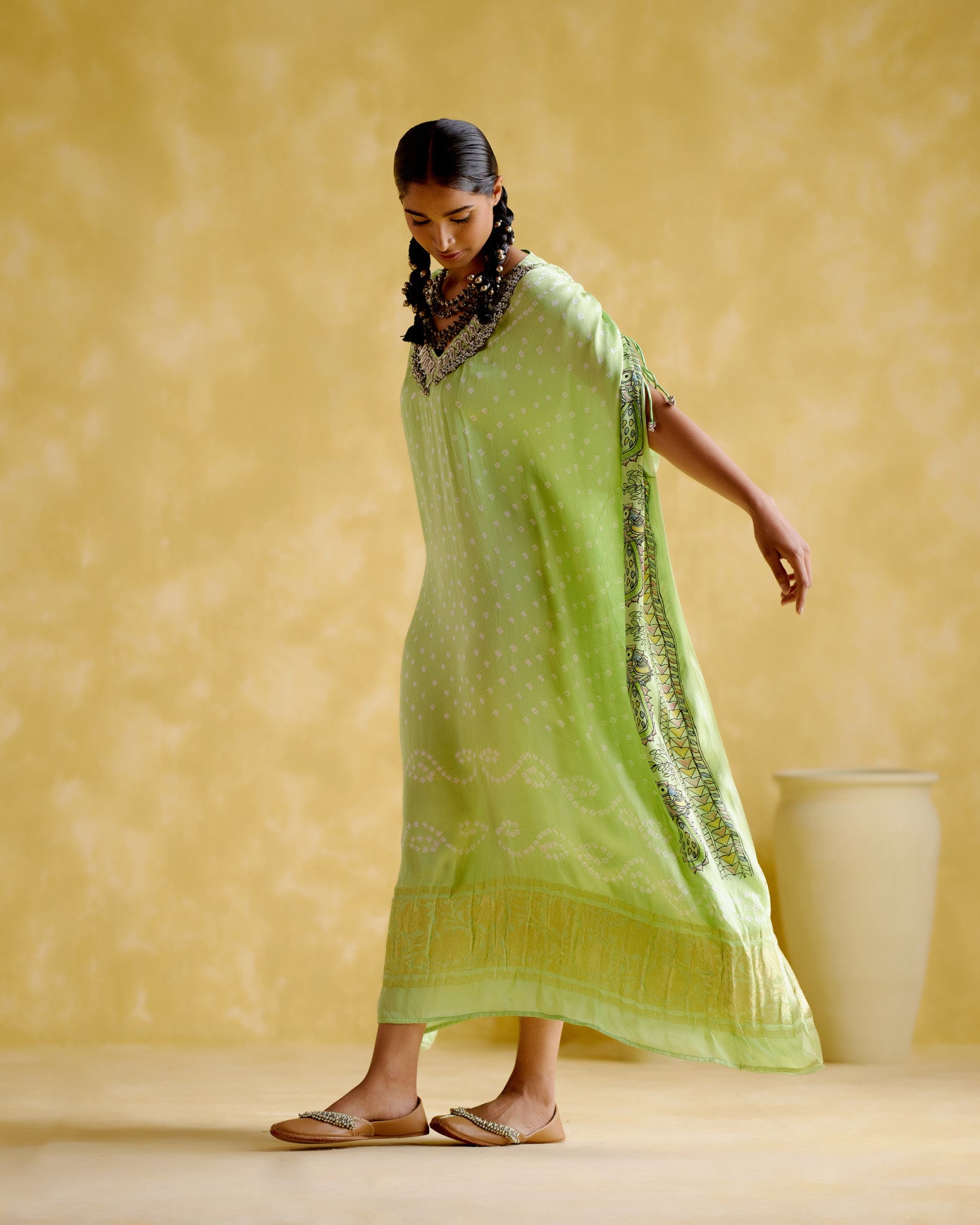 Anuradha -Kalamkari Neon Kaftan - 5elements