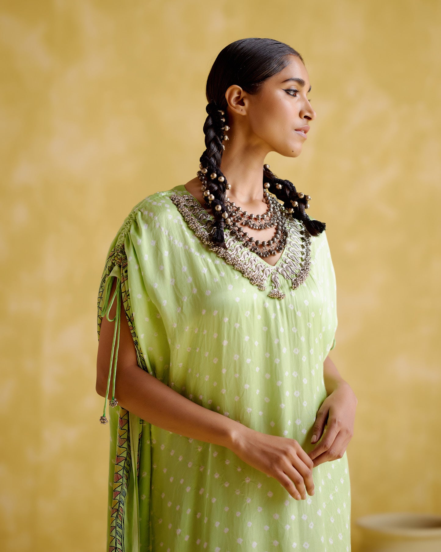 Anuradha -Kalamkari Neon Kaftan - 5elements