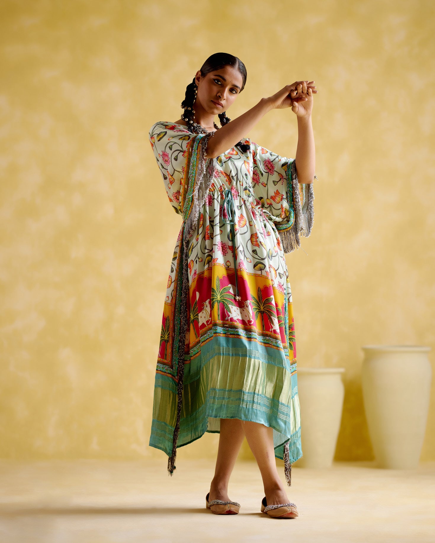 Angela-Pichwai print digital kaftan - 5elements