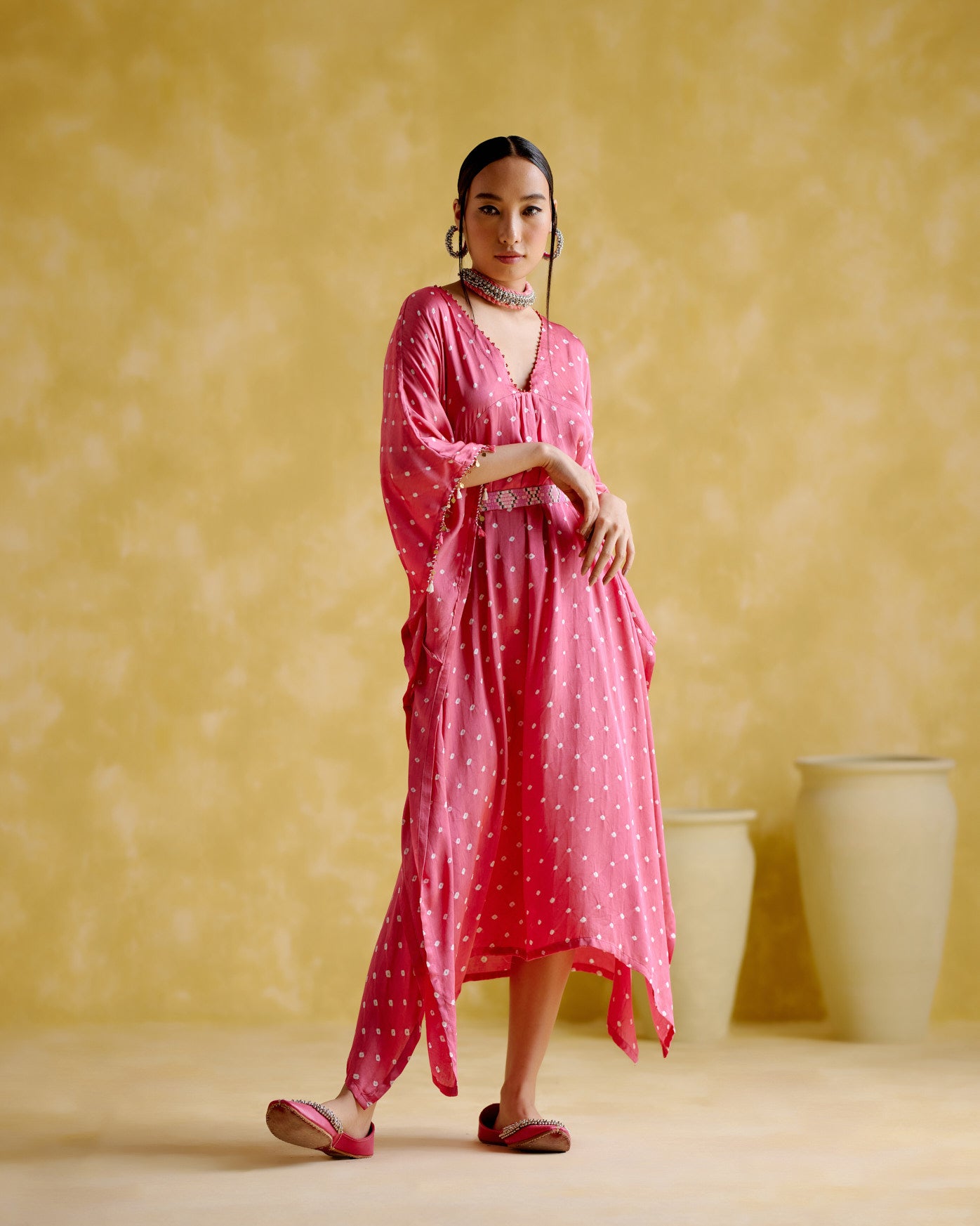 Annika - pink bandhini - 5elements