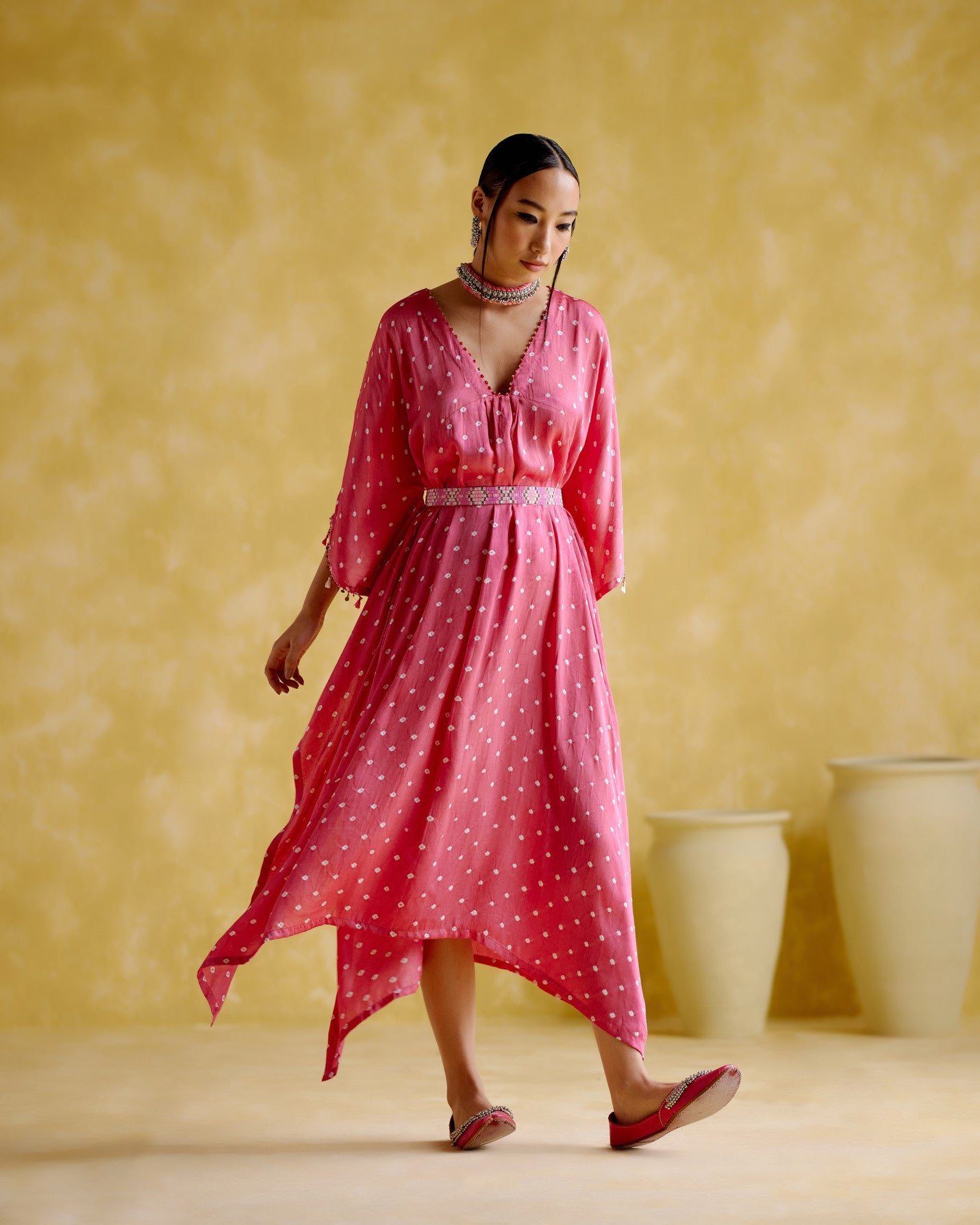 Annika - pink bandhini - 5elements