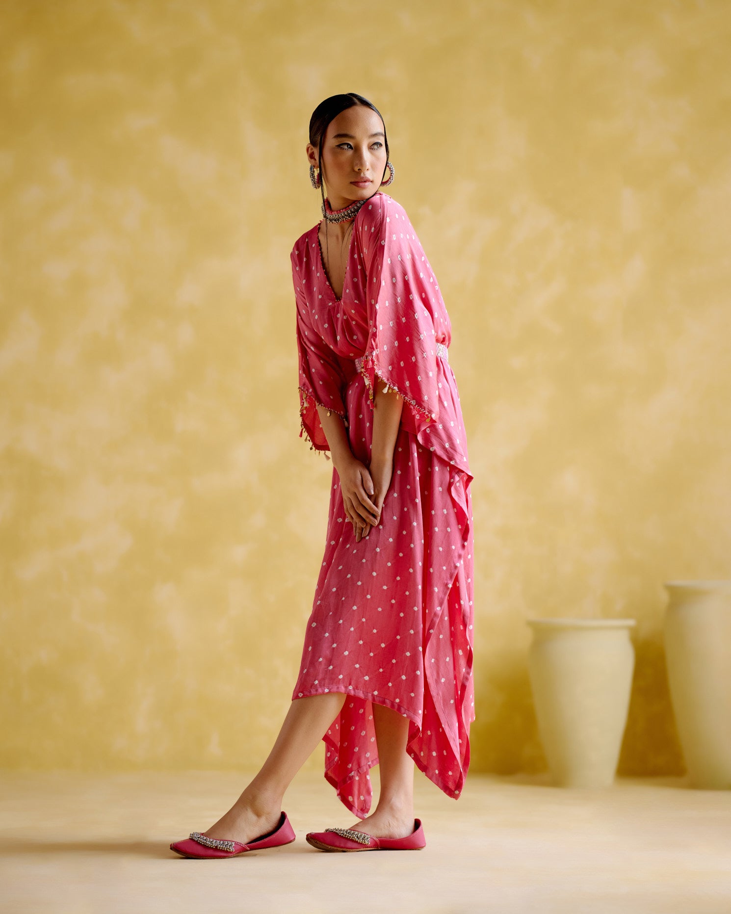 Annika - pink bandhini - 5elements