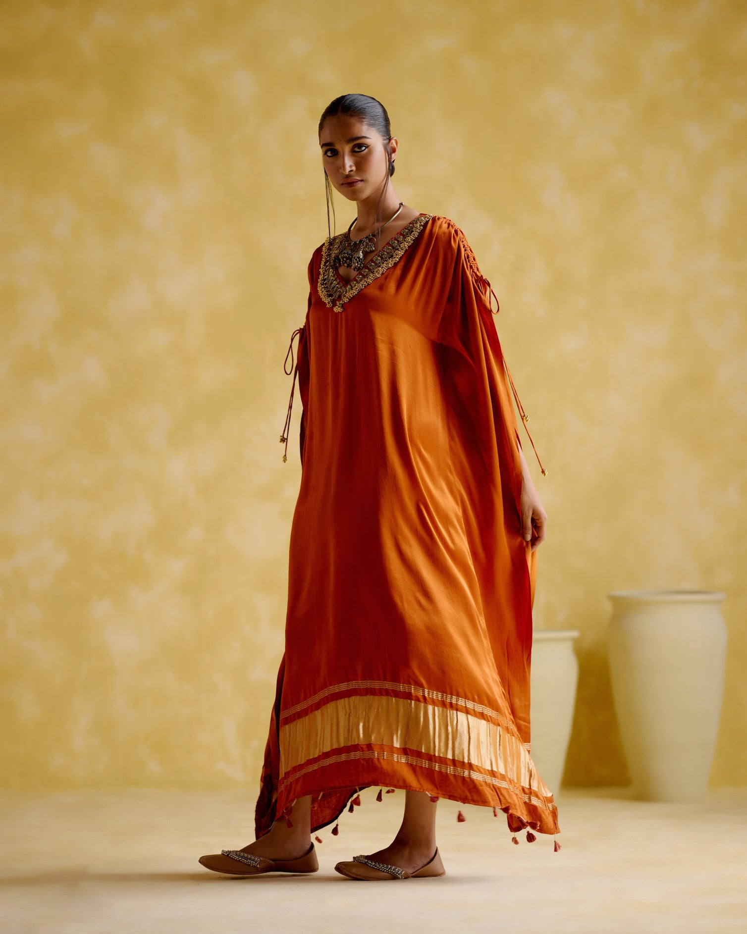 Amor- Orange kaftan dress - 5elements