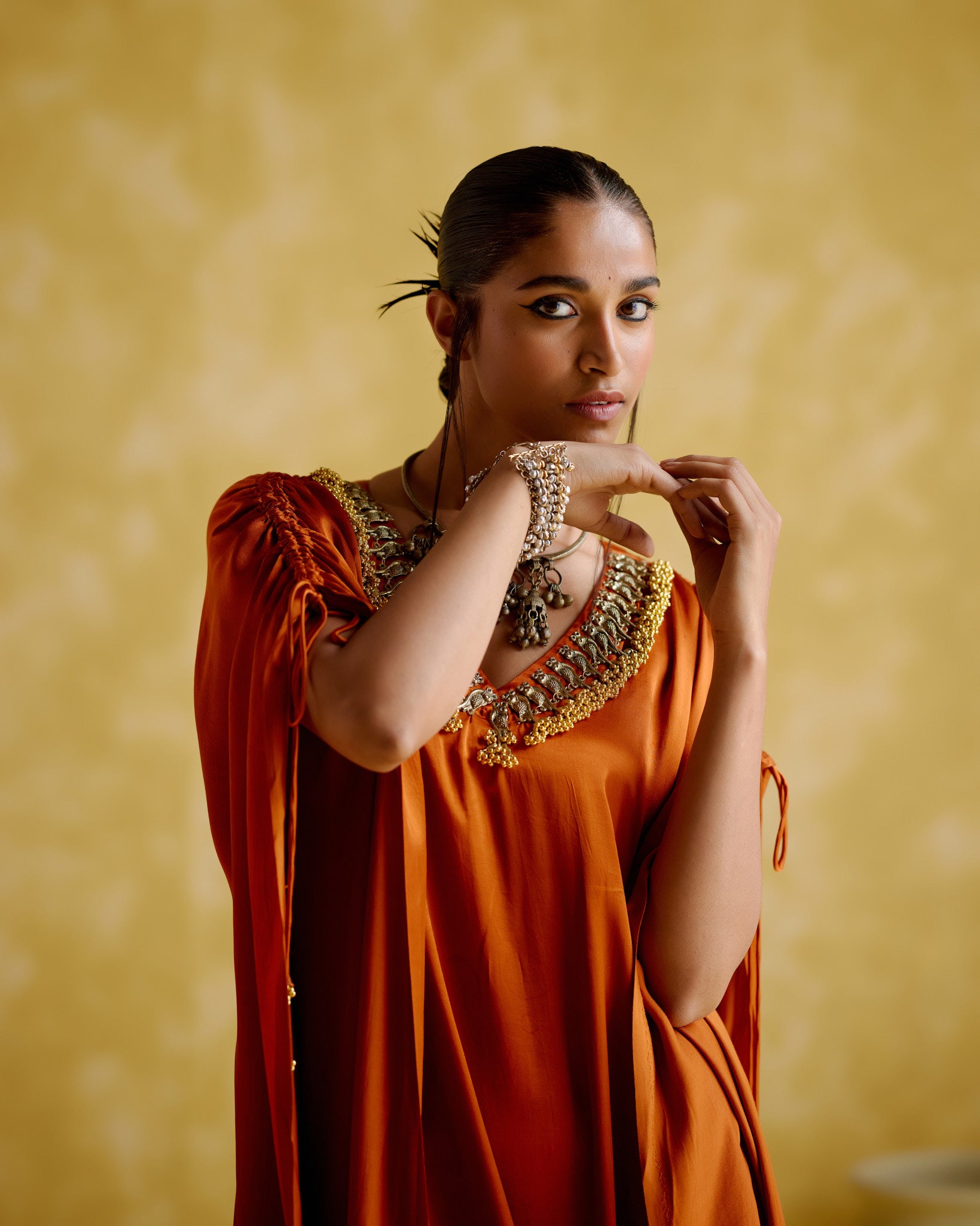 Amor- Orange kaftan dress - 5elements