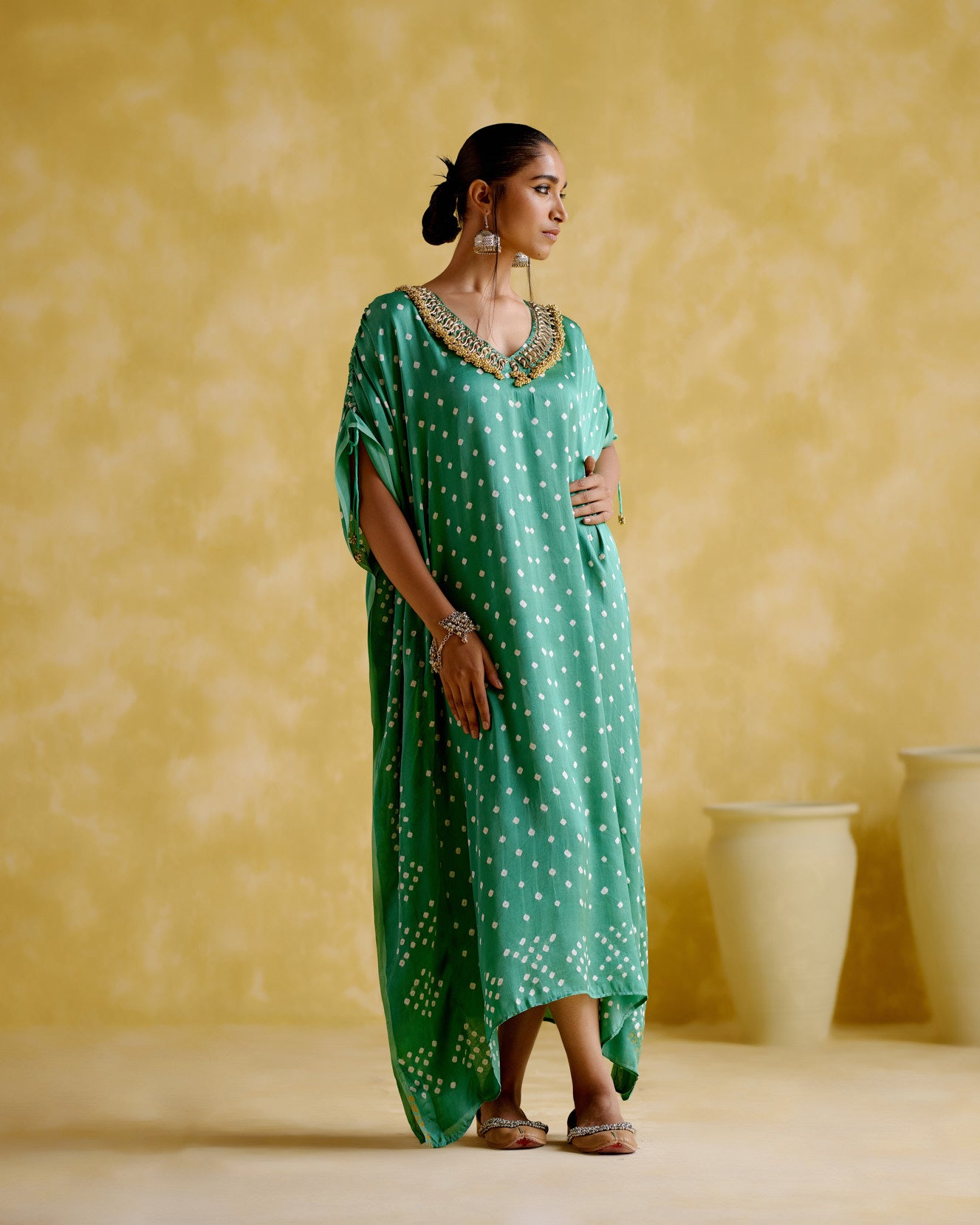 Dakshayani -sage green kaftan - 5elements