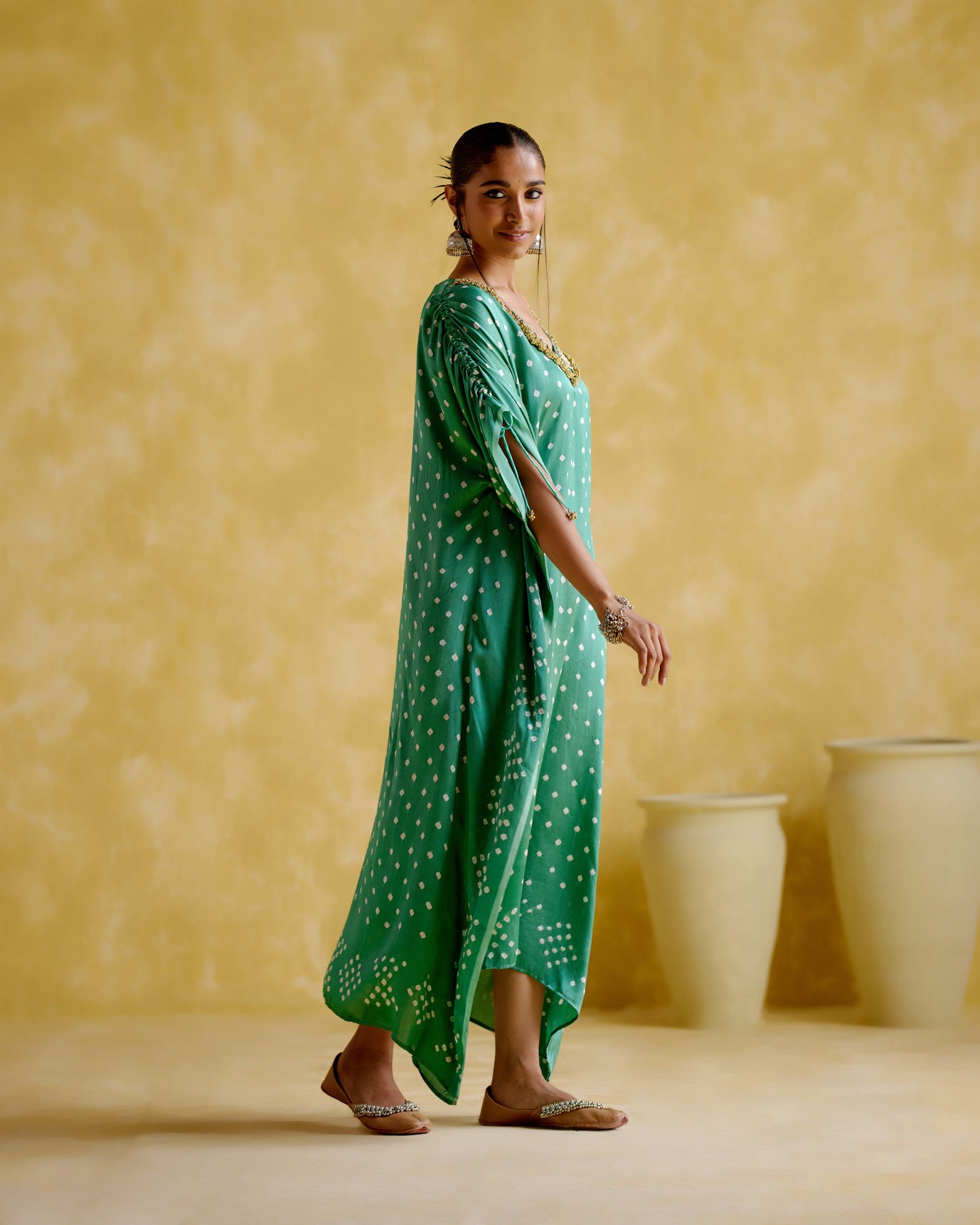 Dakshayani -sage green kaftan - 5elements