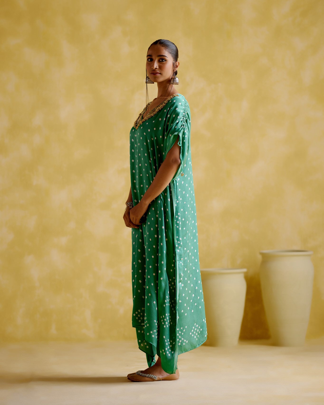 Dakshayani -sage green kaftan - 5elements