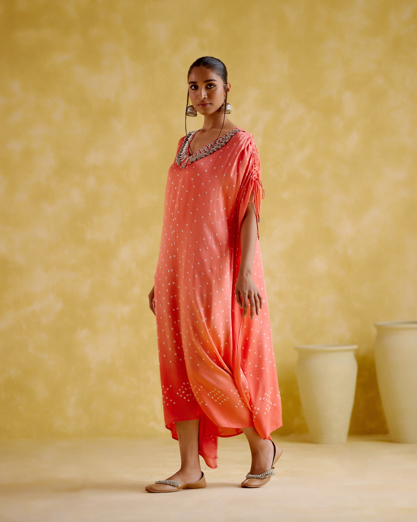 Dakshayani -Peach orange kaftan - 5elements