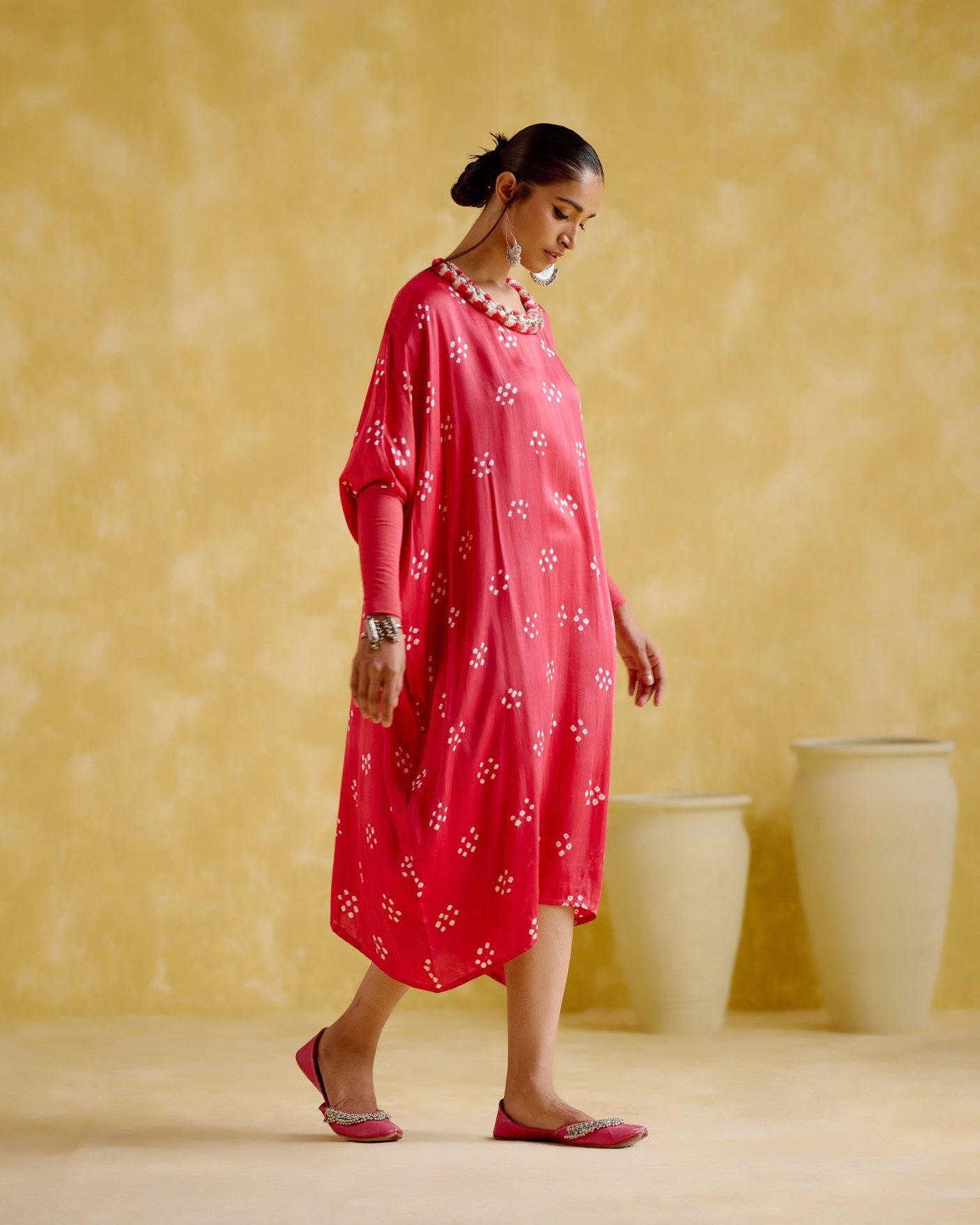 Annapoorna- pink bandhini Kaftan - 5elements