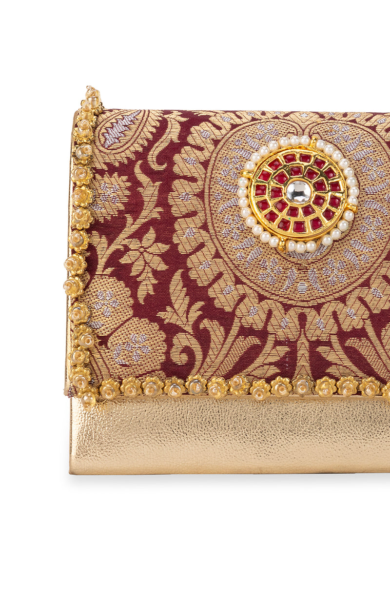 Vanika  Maroon Handbag