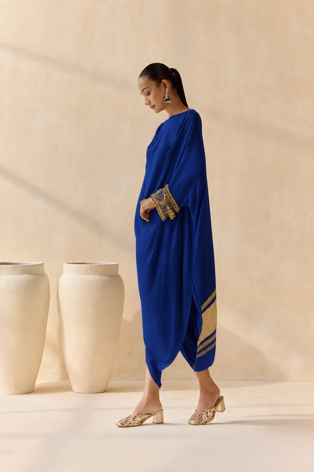 Noor Shwet Draped Set - Blue