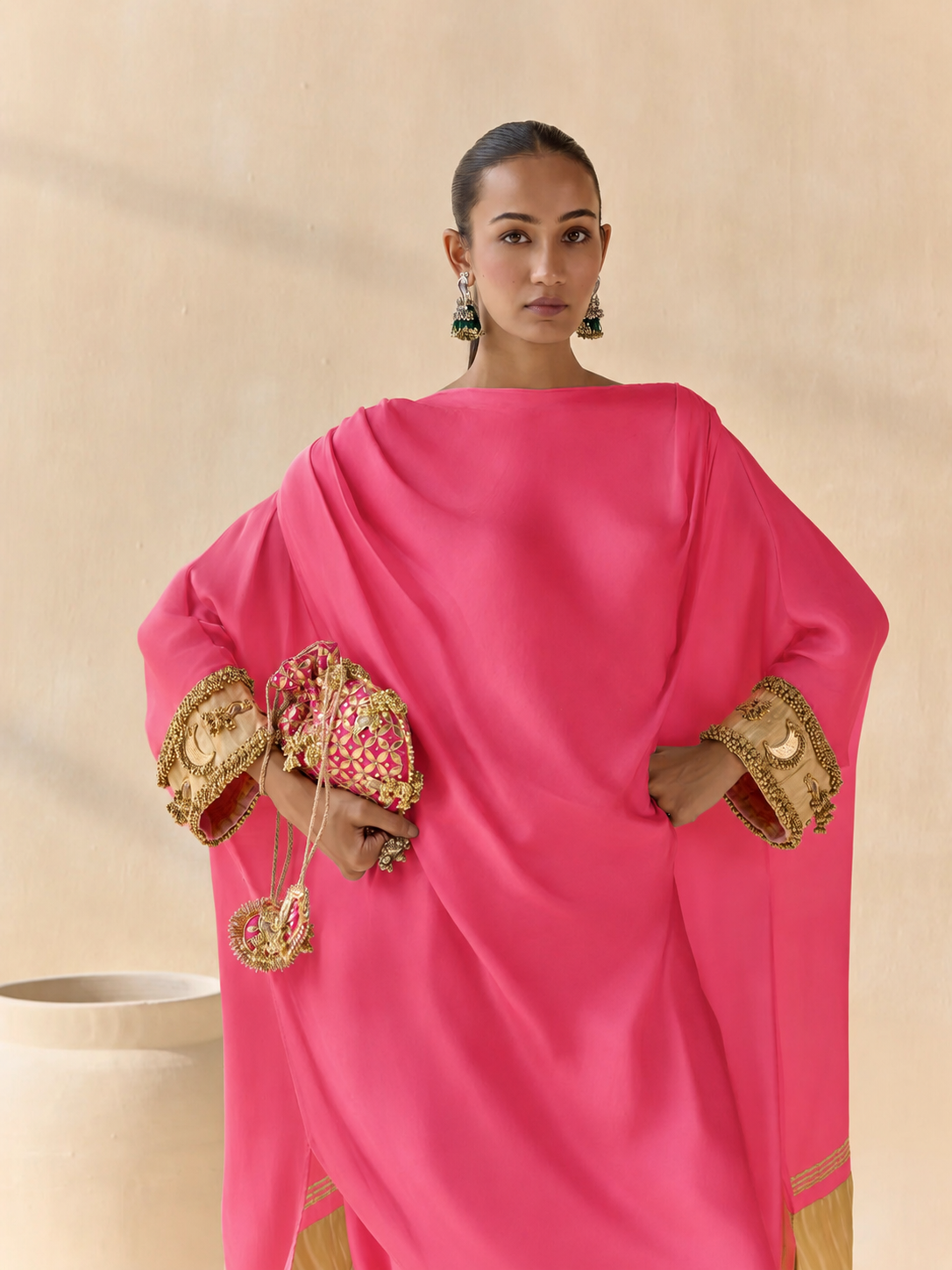 Noor Shwet Draped Set - Pink