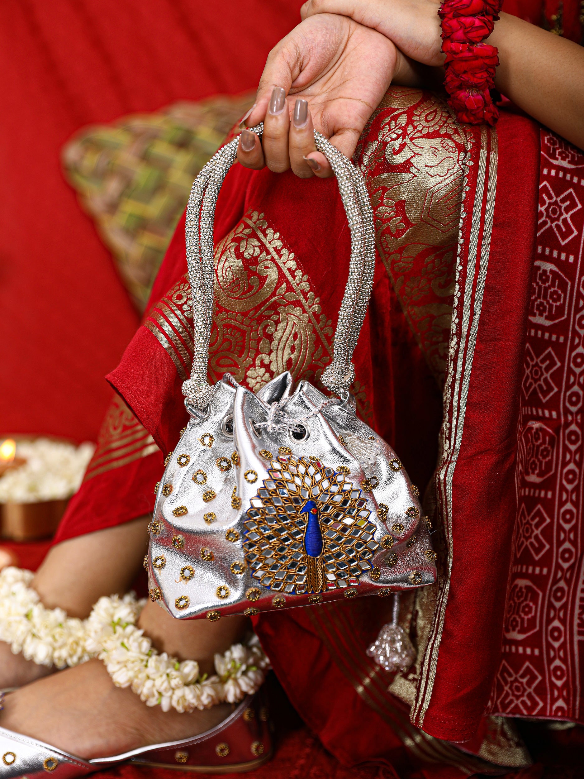 Silver Peacock (Potli)