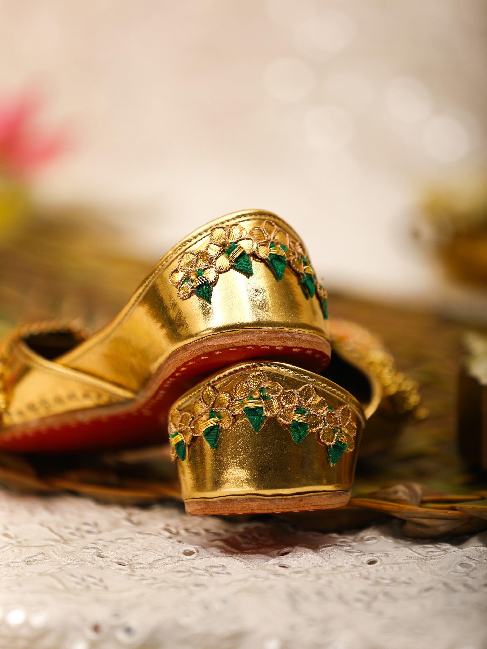 Abhilasha (Jutti)  & Ishani (Handbag) Green Combo
