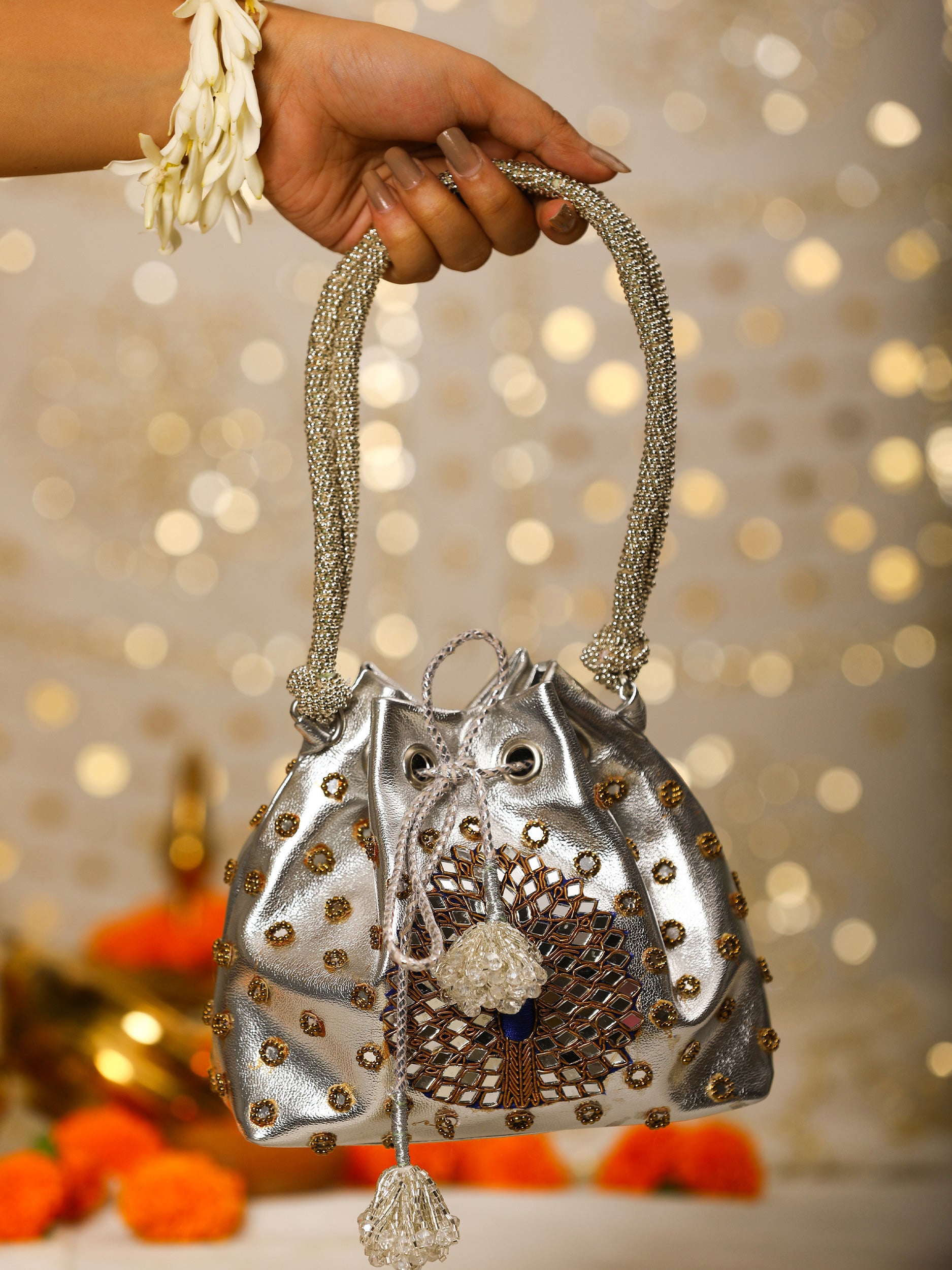 Silver Peacock (Potli)
