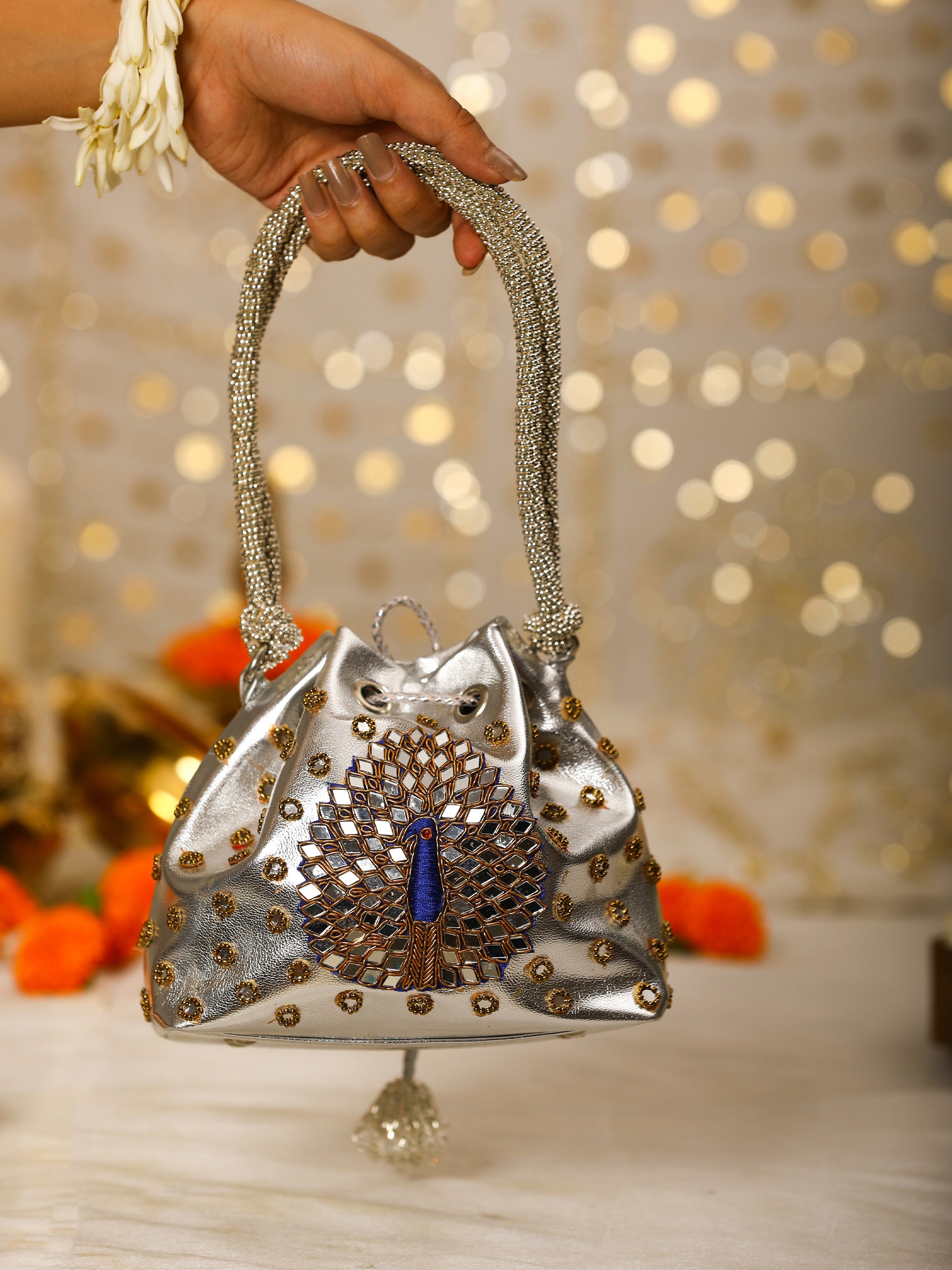 Silver Peacock (Potli)