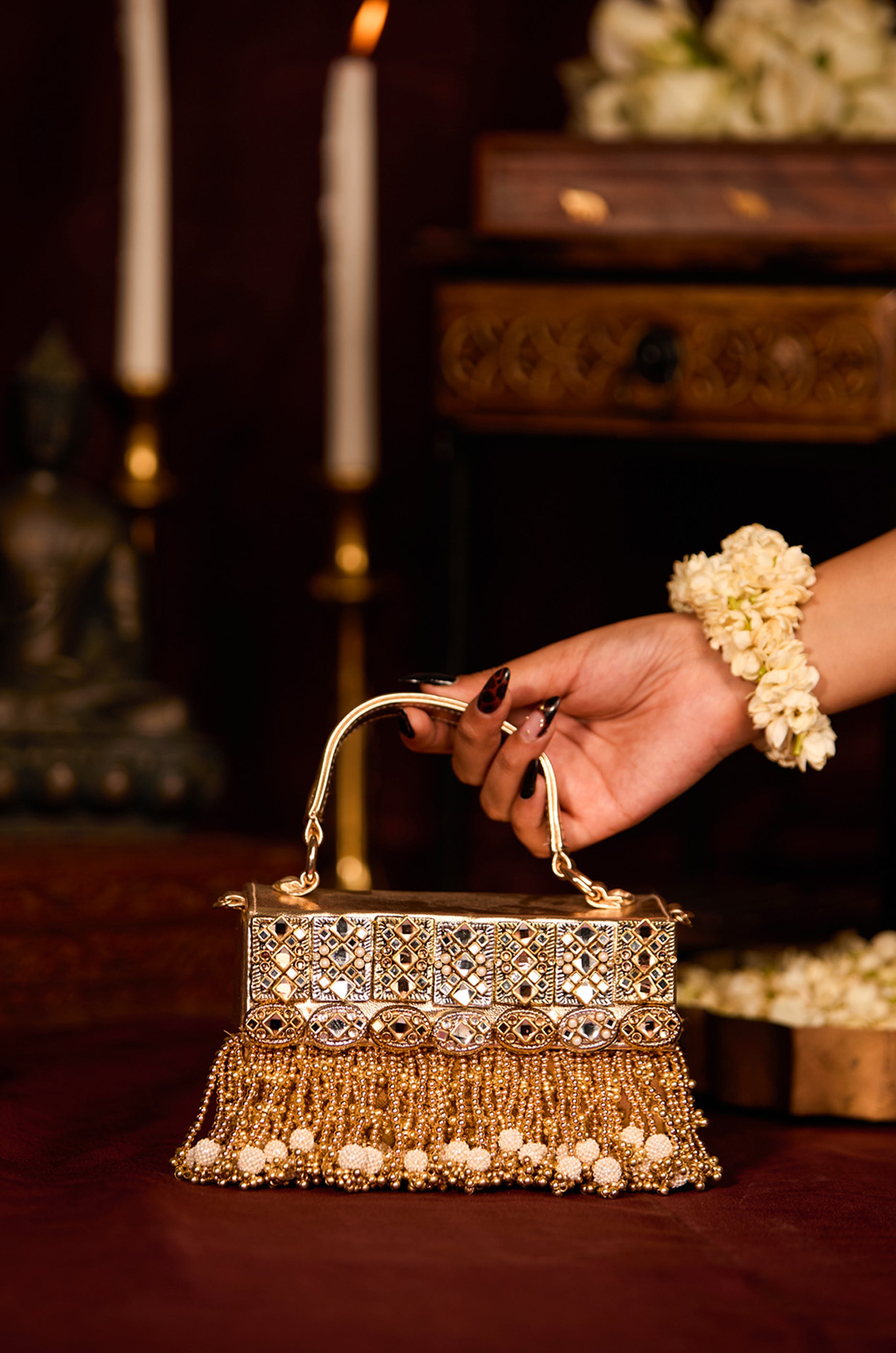 Nithya Heel & Aadvika Pompom Clutch