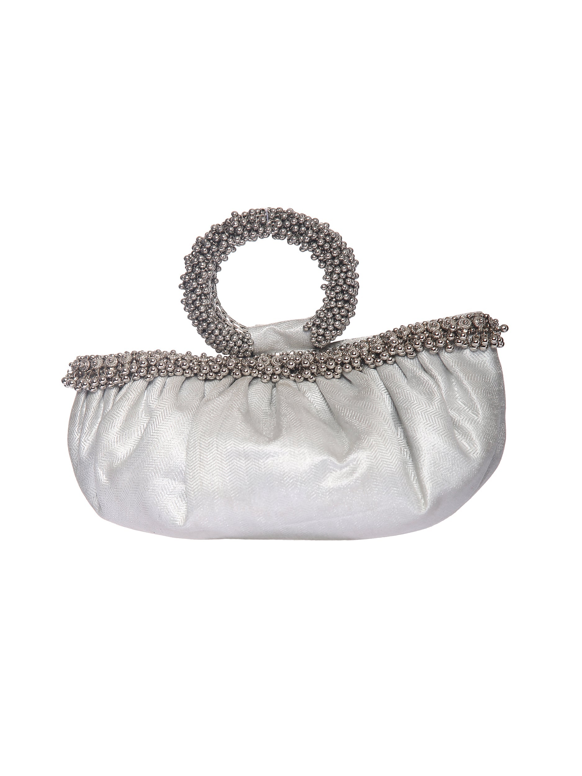 Shalimar Silver Clutches & Vamika White Potli