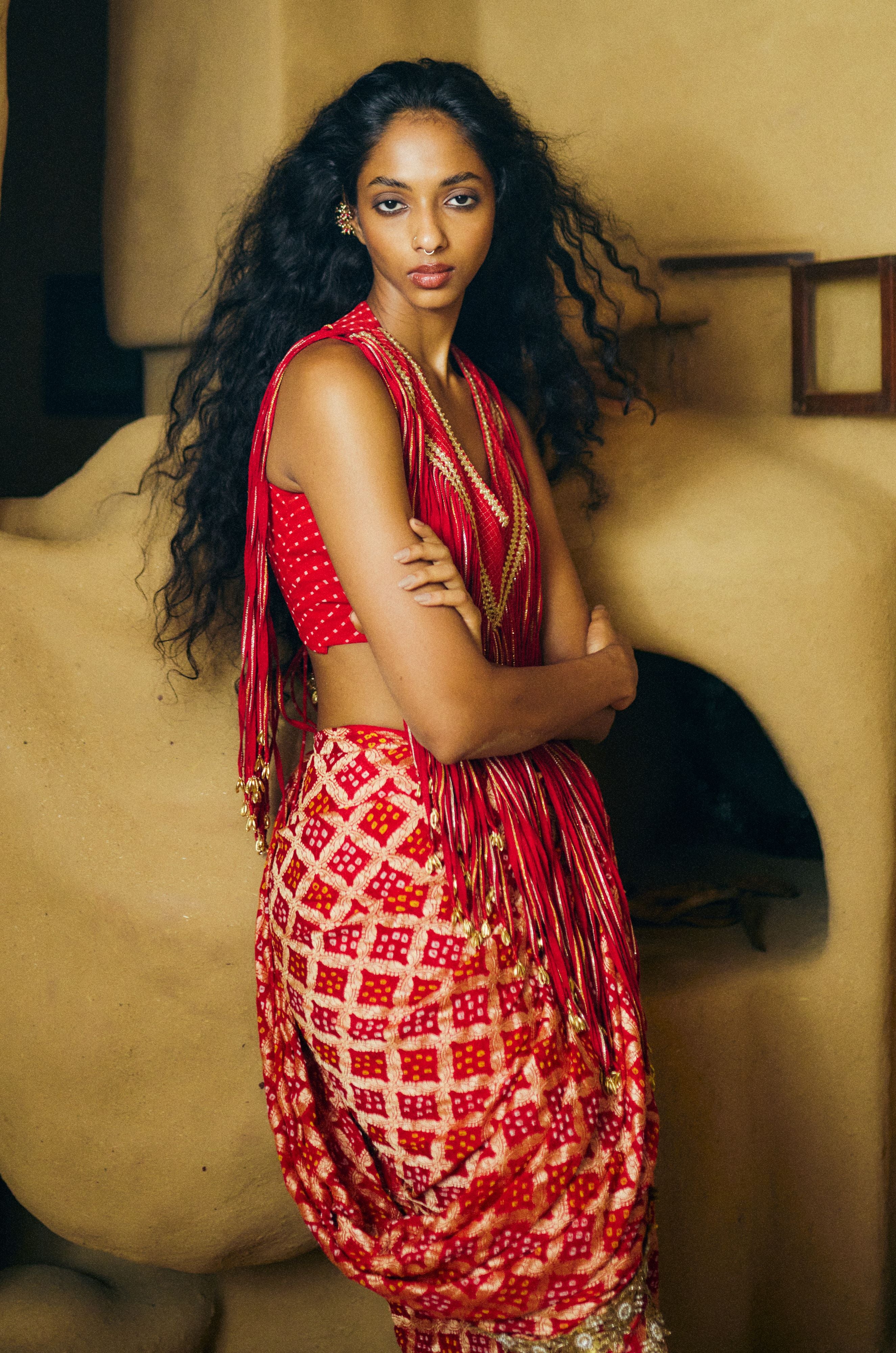 Raktima Fringe Bandhani Set