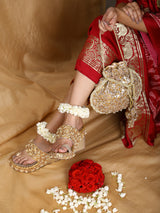 Aamya Wedges and Potli  Combo -  Gold