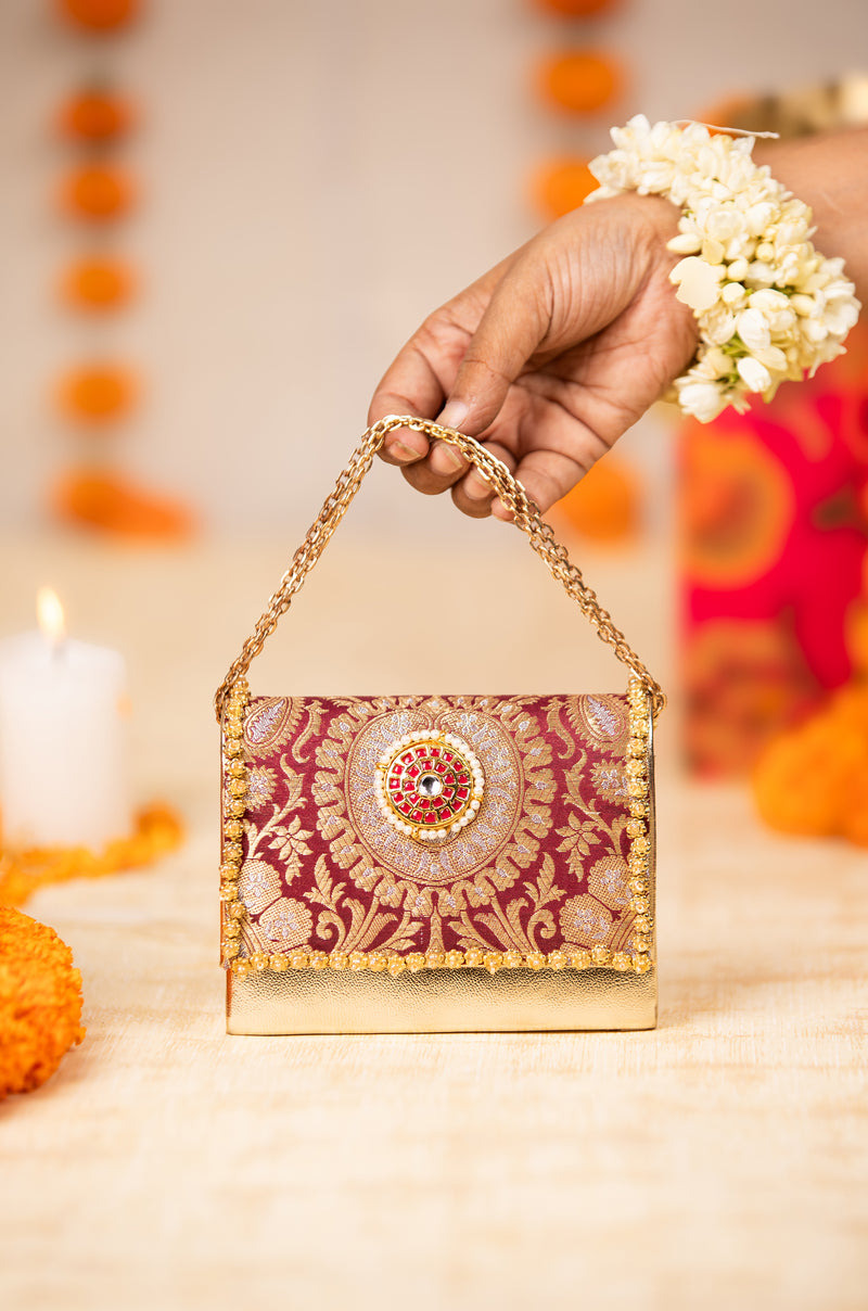 Vanika  Maroon Handbag