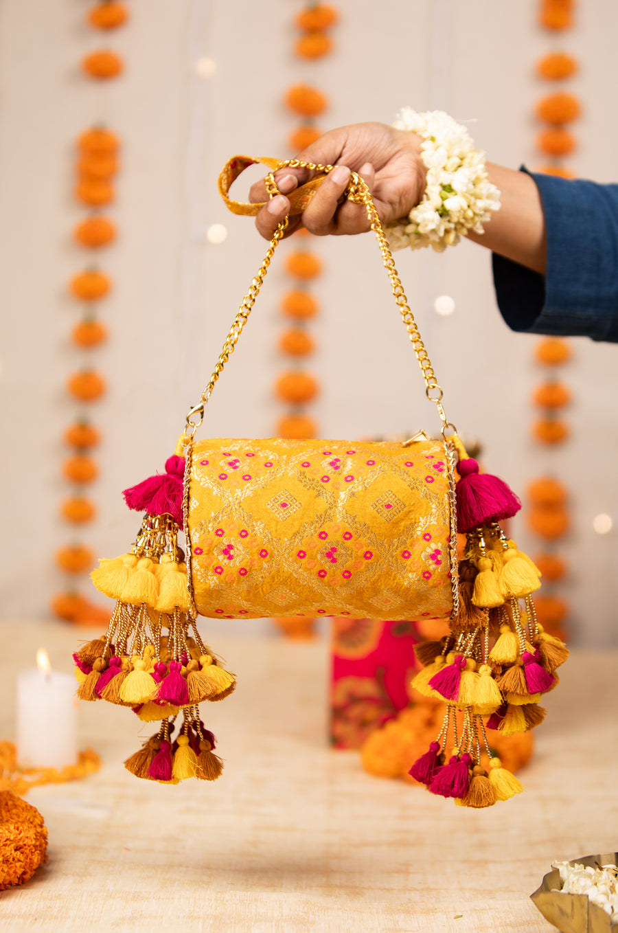 Kriva & Manika Yellow Handbag