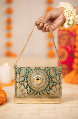 Vanika  Green Handbag