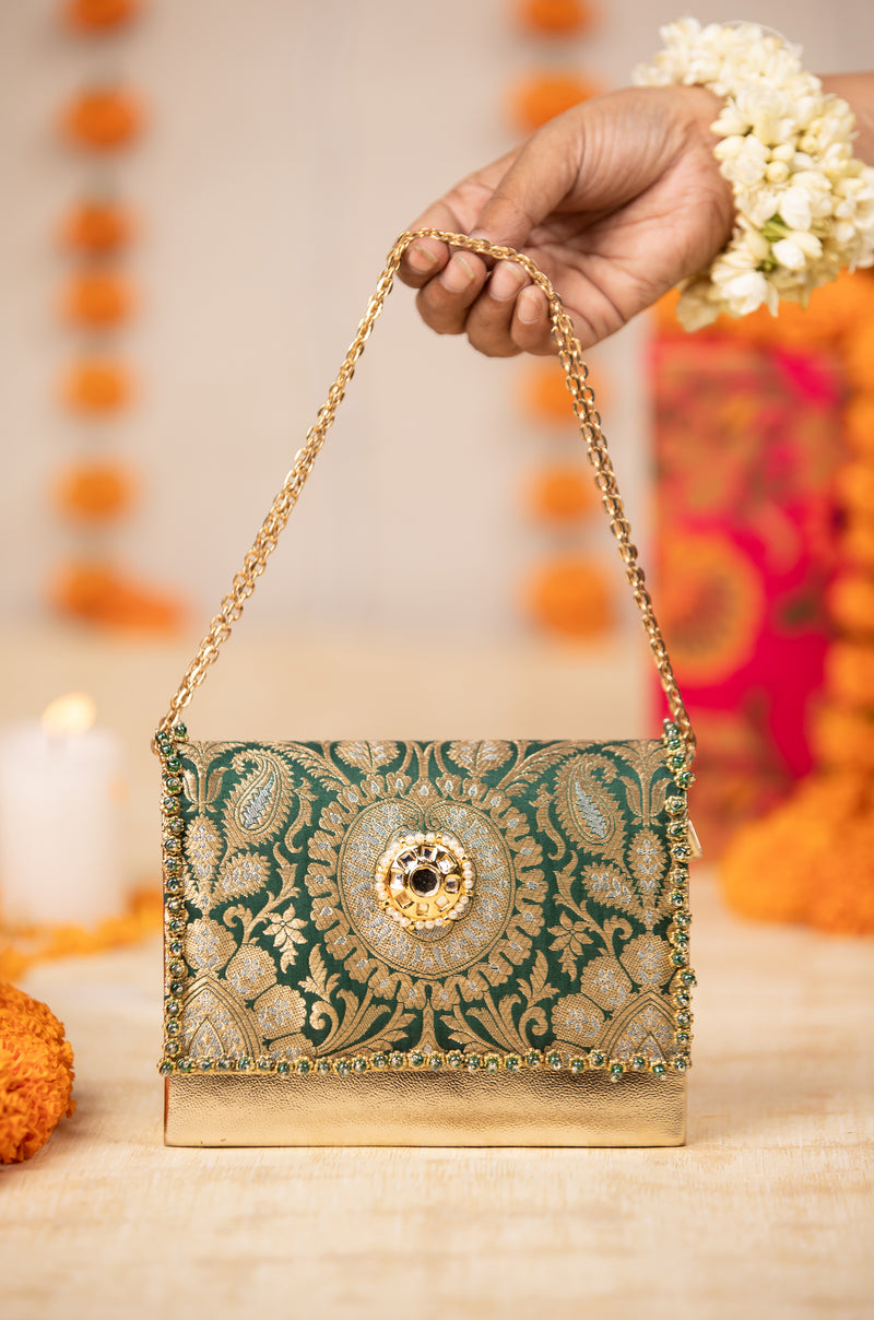 Vanika  Green Handbag