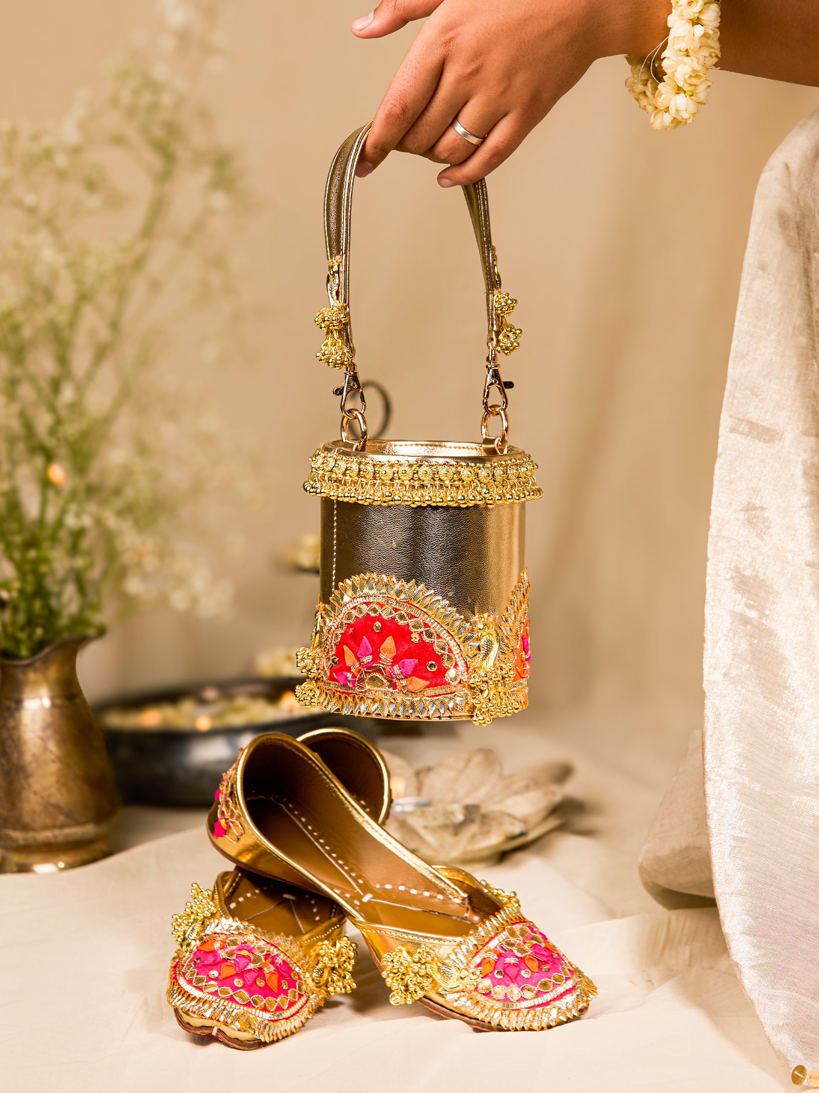 Goota Love Pink Jutti & Goota Love Potli (Combo)