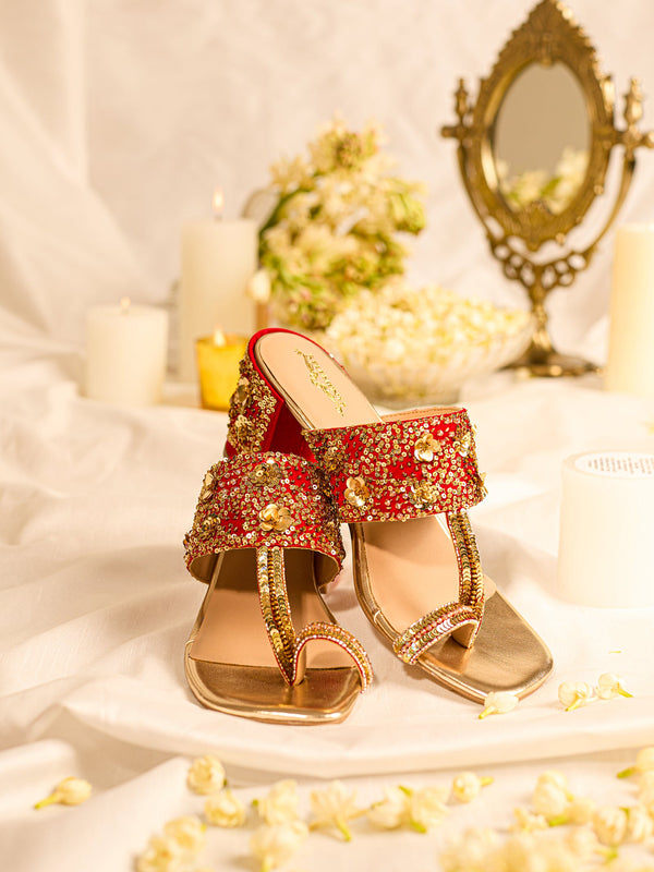 Charmy Heel & Gold Lotus Potli