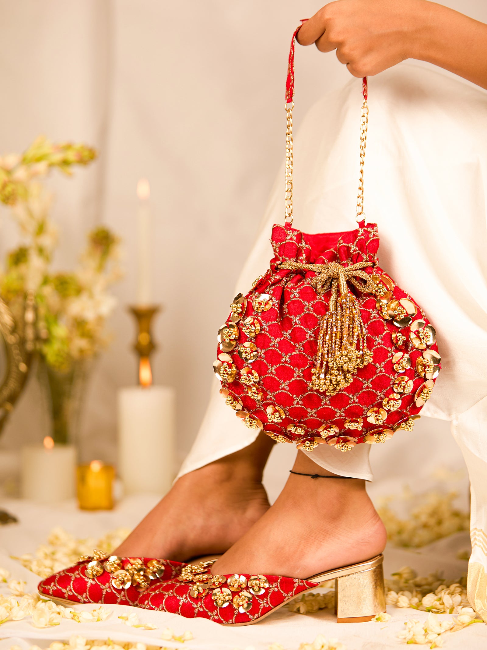 Nabhya Mule Heel & Nabhya Potli (Combo)