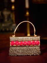 Gold Pompom Handbag